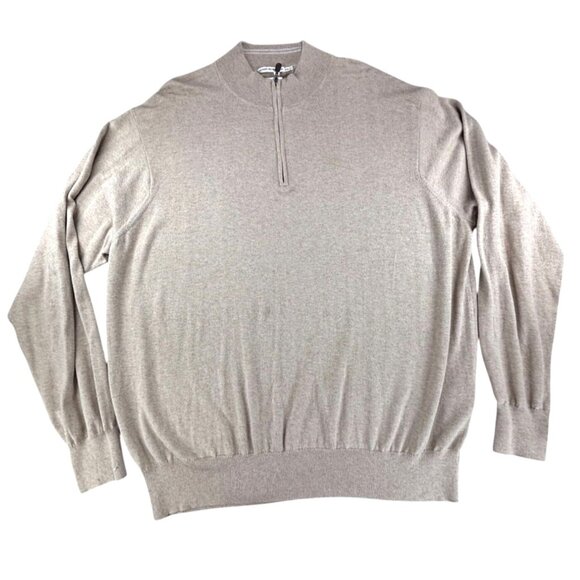 Peter Millar Beige 1/4 Zip Sweater Mens XXL Cotton & Cashmere Blend - Picture 1 of 7